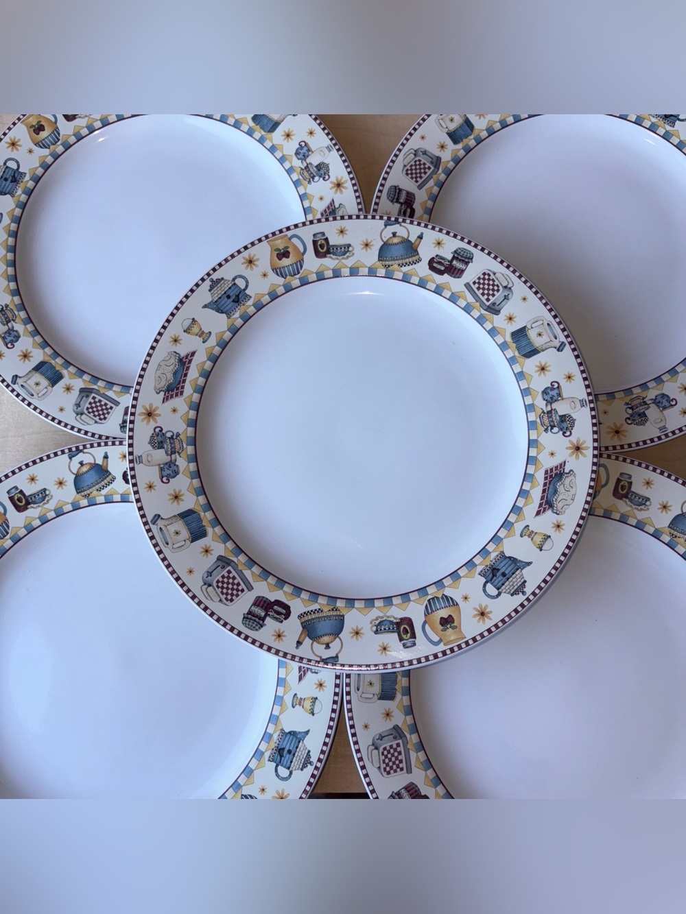 Vintage Sakura Debbie Mumm 2000 Teapots Dinner Plates Lot Of 5
